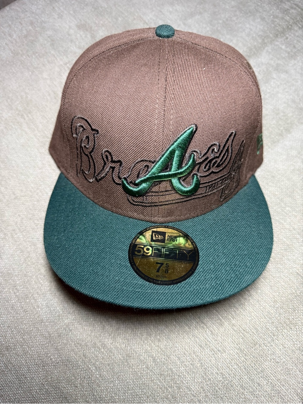 New Era Brown Crown with Green Visor Atlanta Braves 59FIFTY Fitted Cap